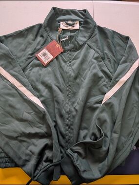 Mitchell & Ness Sage Green Track Jacket with White Stripe